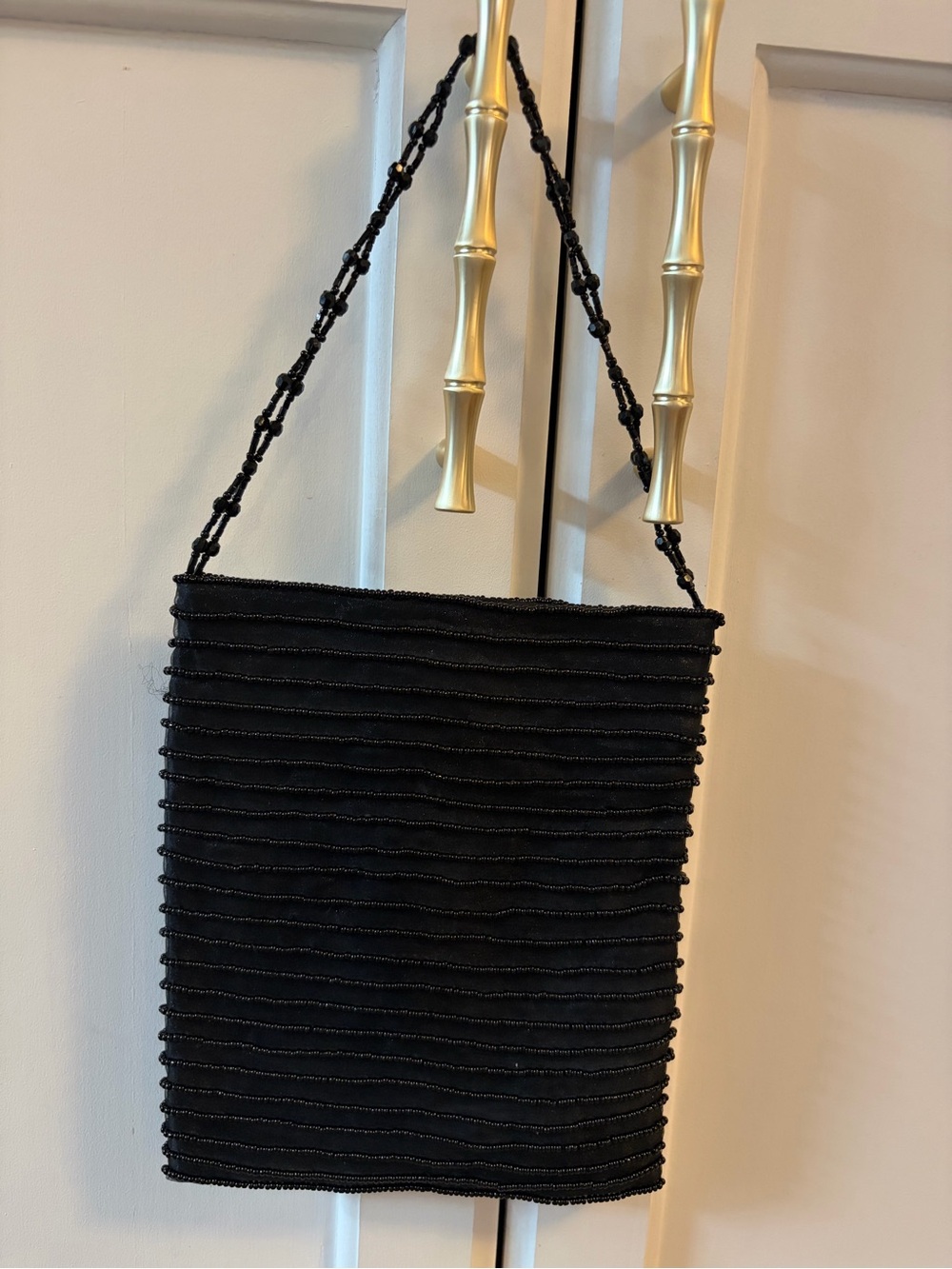 Vintage GAP Black Hand Beaded Mini Bag Purse Y2K 90s Evening Clutch